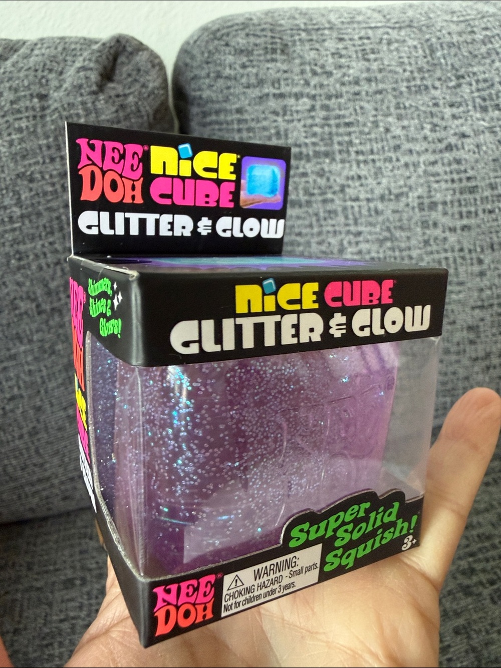 BNIB NeeDoh Nice Cube Glitter & Glow, Purple